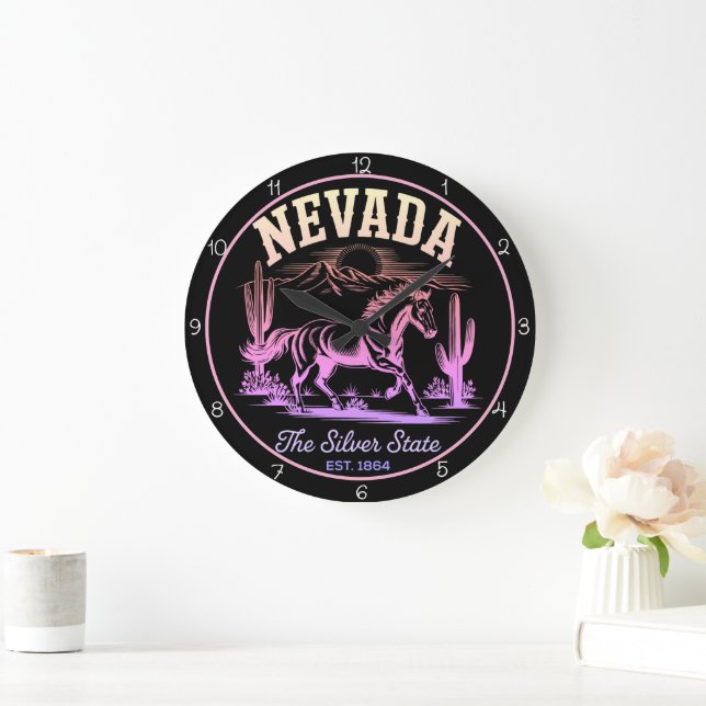 Reloj Redondo Grande Caballo del Estado de Plata de Nevada  (Hogar)