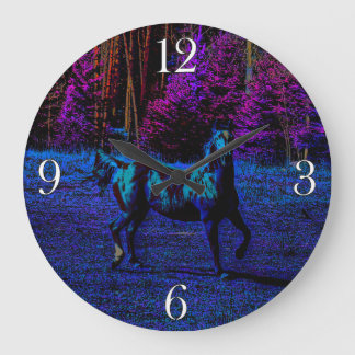 Reloj Redondo Grande Caballo espiritual en el arte ecuestre nocturno