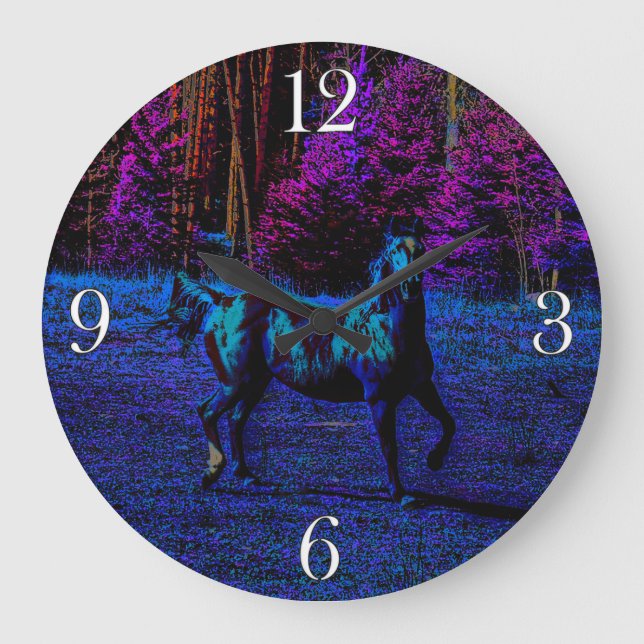 Reloj Redondo Grande Caballo espiritual en el arte ecuestre nocturno (Anverso)