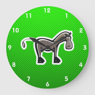Reloj Redondo Grande Caballo lindo; Verde