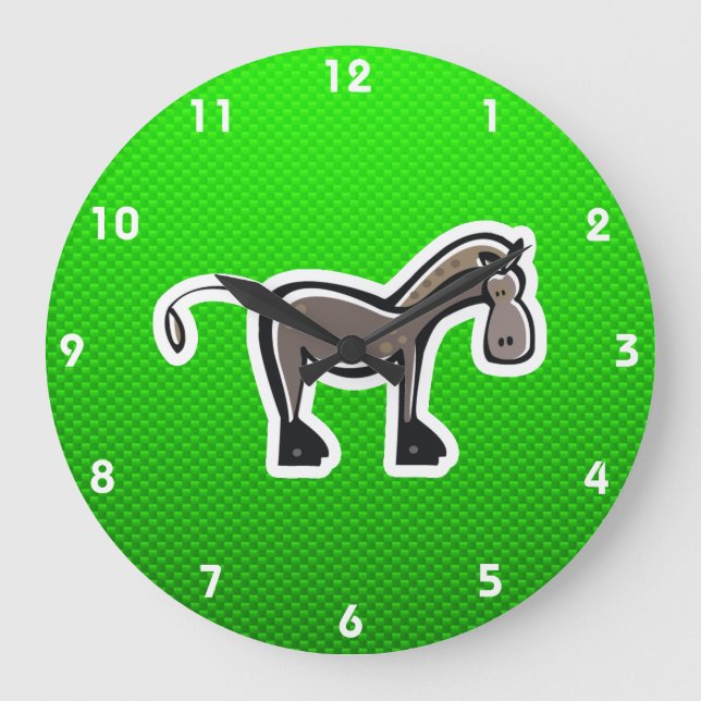 Reloj Redondo Grande Caballo lindo; Verde (Anverso)
