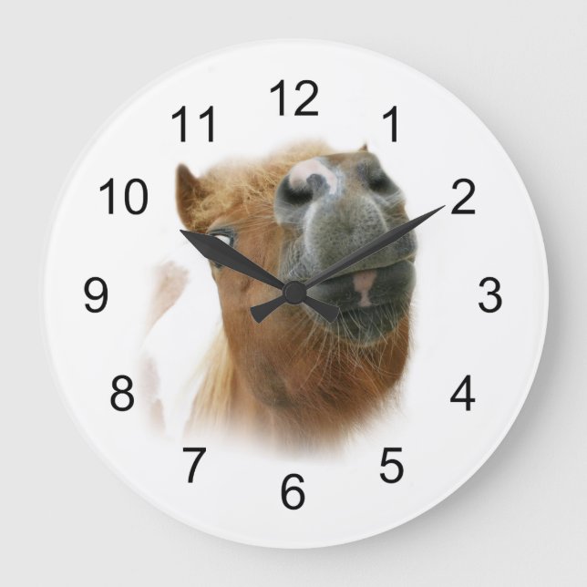 Reloj Redondo Grande Caballo nosy divertido (Anverso)