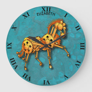 Reloj Redondo Grande Caballo oxidado del naranja del mecánico del