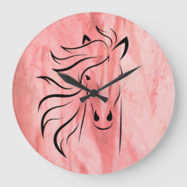 Reloj Redondo Grande Caballo Roano Fresa Pelo Salvaje