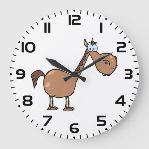 Reloj Redondo Grande Caballo Tonto Divertido Semental Marrón Tonto