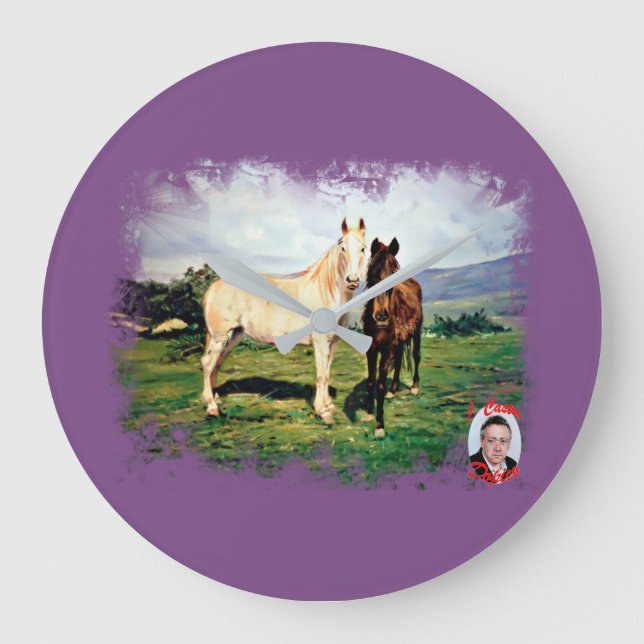 Reloj Redondo Grande Caballos/Cabalos/Horses (Anverso)