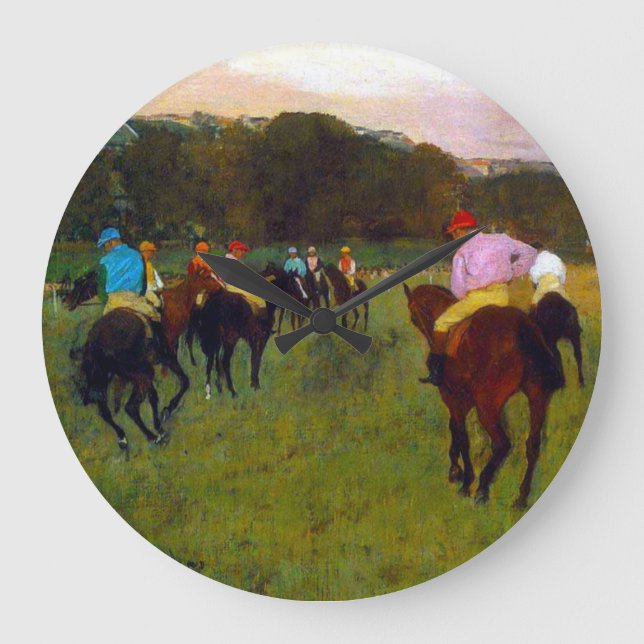 Reloj Redondo Grande Caballos de carreras Edgar Degas en Longchamp (Anverso)