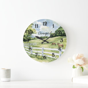 Reloj Redondo Grande Caballos del Rancho Green Pastures