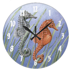 Reloj Redondo Grande Caballos marinos