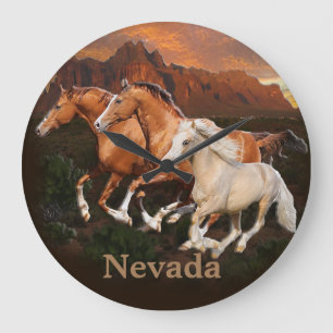 Reloj Redondo Grande Caballos salvajes de Arizona