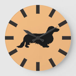 Reloj Redondo Grande Cabello largo de Dachshund - Silhouette 1