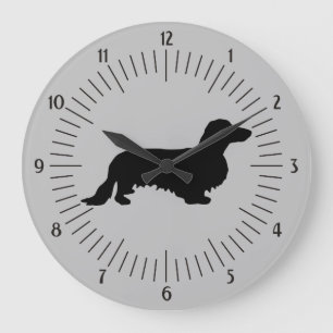 Reloj Redondo Grande Cabello largo de Dachshund - Silhouette 1