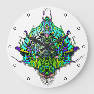 Reloj Redondo Grande Cabeza Alien - Aqua con puntos