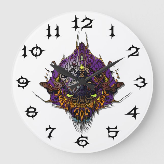 Reloj Redondo Grande Cabeza alienígena - púrpura (Anverso)