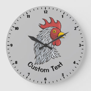 Reloj Redondo Grande Cabeza de gallo gris