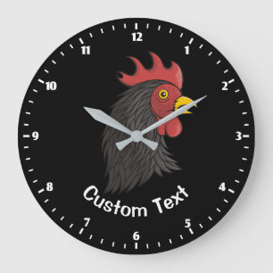 Reloj Redondo Grande Cabeza de gallo negro