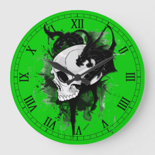 Reloj Redondo Grande cabeza del cráneo con la pintada del dragón
