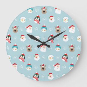 Reloj Redondo Grande Cabezas de caracteres de navidades: resumen festiv