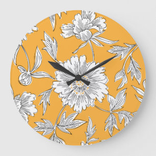 Reloj Redondo Grande Cabezas de margarita: Línea floral de verano.