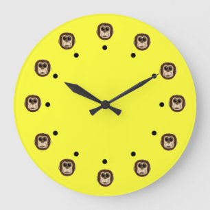 Reloj Redondo Grande Cabezas de mono