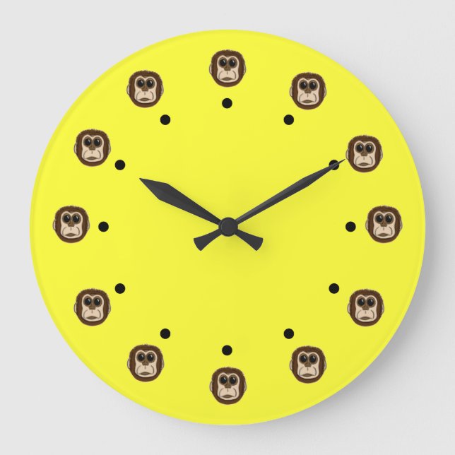 Reloj Redondo Grande Cabezas de mono (Anverso)