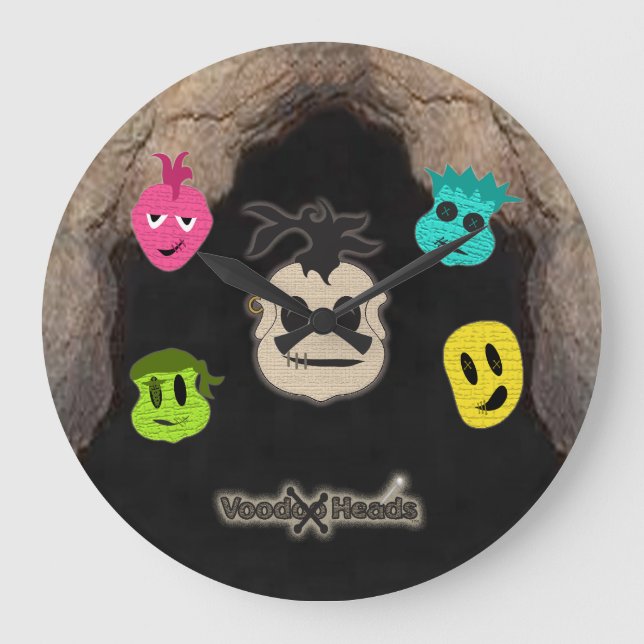 Reloj Redondo Grande Cabezas de vudú ~ Cueva (Anverso)