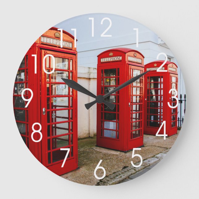 Reloj Redondo Grande Cabinas de teléfonos rojas de Londres, fotografía (Anverso)