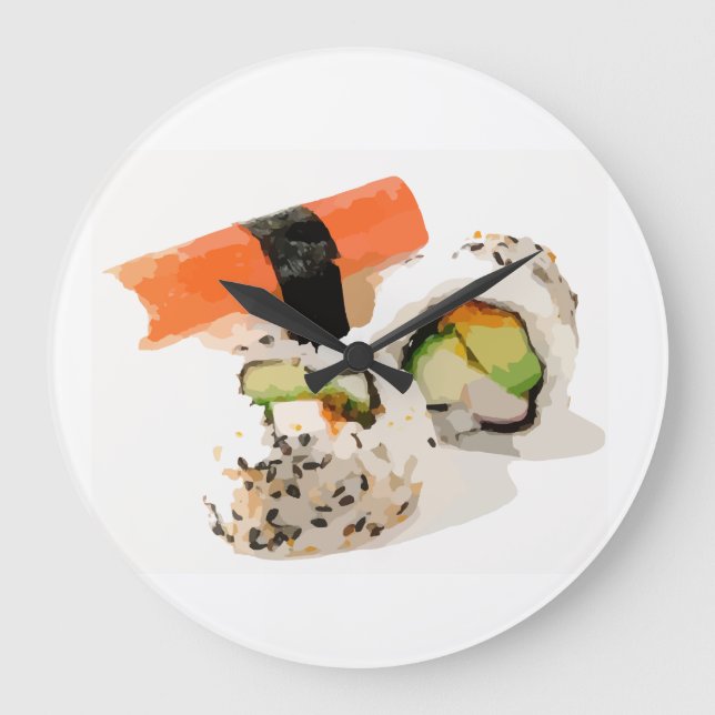 Reloj Redondo Grande Cables de pared SUSHI lover (Anverso)