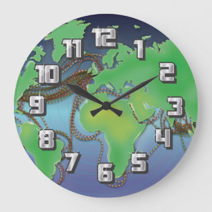 Reloj Redondo Grande Cables del Mundo - Cables Submarinos