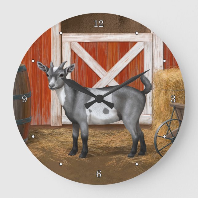Reloj Redondo Grande Cabra manchada de gris suave (Anverso)