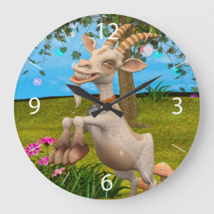 Reloj Redondo Grande Cabrito de dibujos animados divertidos arte de jar