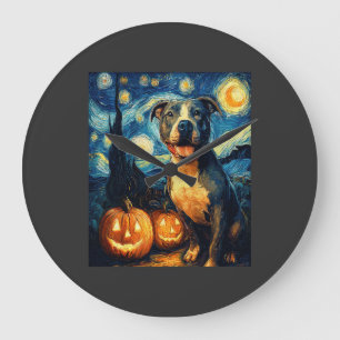 Reloj Redondo Grande Cachorro Americano Staffordshire Terrier Lindo Hal