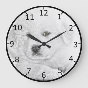 Reloj Redondo Grande Cachorro blanco