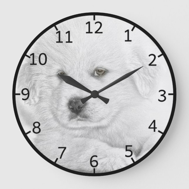Reloj Redondo Grande Cachorro blanco (Anverso)