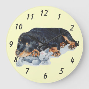 Reloj Redondo Grande cachorro cachorro oso de peluche rottweiler perro 