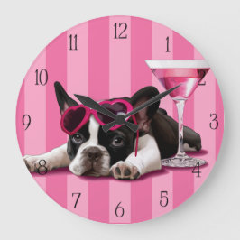 Reloj Redondo Grande Cachorro de Bulldog francés