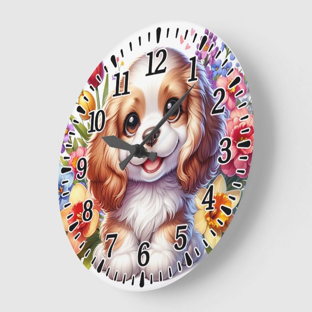Reloj Redondo Grande Cachorro feliz (Ángulo)