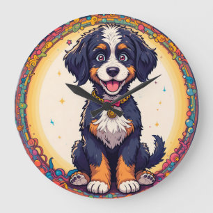 Reloj Redondo Grande Cachorro lindo diseño de estilo de dibujos animado
