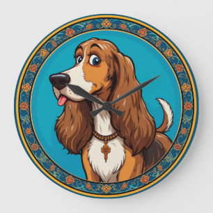 Reloj Redondo Grande Cachorro lindo diseño de estilo de dibujos animado