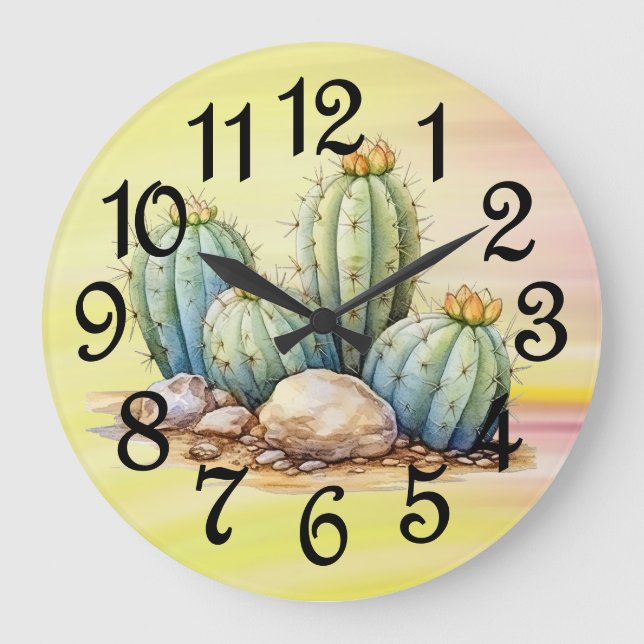 Reloj Redondo Grande Cactus (Anverso)