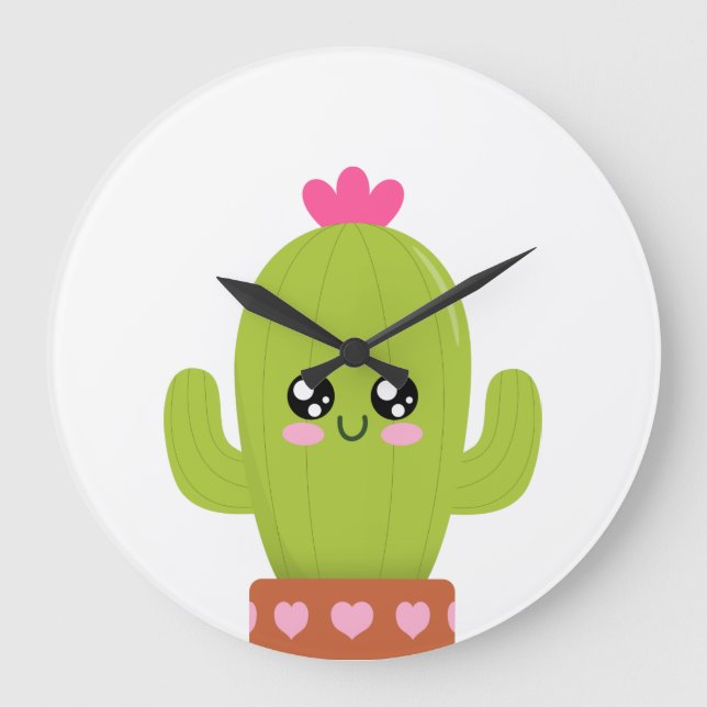 Reloj Redondo Grande Cactus (Anverso)
