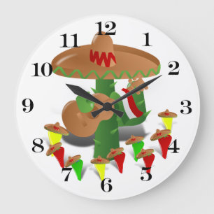 Reloj Redondo Grande Cactus con pimientos bailarines