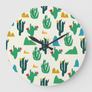 Reloj Redondo Grande Cactus Natural: Arte Popular Sin Maravillas.