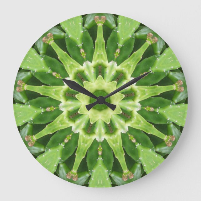 Reloj Redondo Grande Cactus Prickle Frenzy Fractal (Anverso)