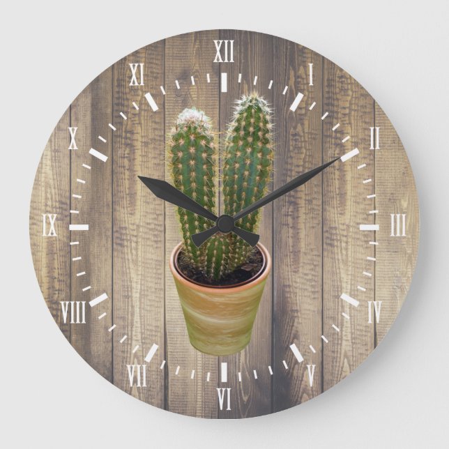 Reloj Redondo Grande Cactus White Numerals Modern Scandinavian Style (Anverso)