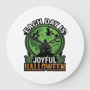 Reloj Redondo Grande Cada Día Alegre Casa Embrujada de Halloween Bruja 
