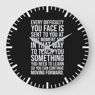 Reloj Redondo Grande Cada Dificultad Te Enseña, Gimnasio, Hustle, Éxito