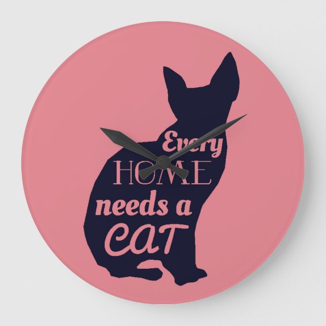 Reloj Redondo Grande Cada Hogar Necesita Un Gato (Anverso)