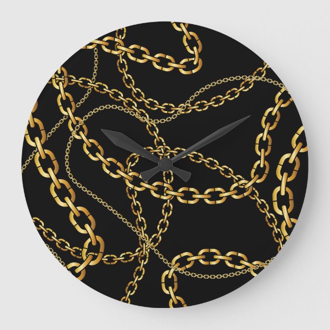 Reloj Redondo Grande Cadena dorada perfecta, patrón elegante. (Anverso)