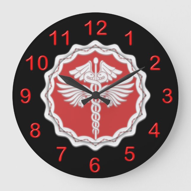 Reloj Redondo Grande Caduceo del médico (Anverso)